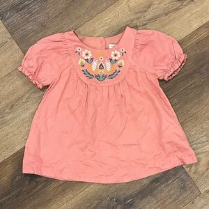 Happily Grey Kids Pink Tunic Dress Floral Embroidery Puff Sleeves 18m